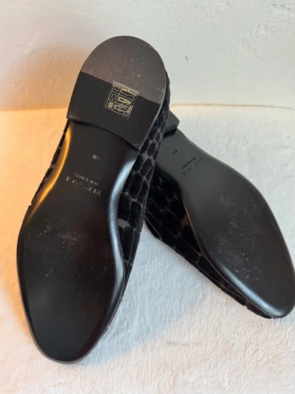 Versace Men’s Black Croc-Effect Velvet Loafers Size EU 40